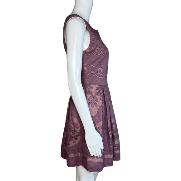 Altar'd State Dress Womens Small Purple Plum Scroll Print‎ Fit & Flare Feminine - Picture 2 of 9